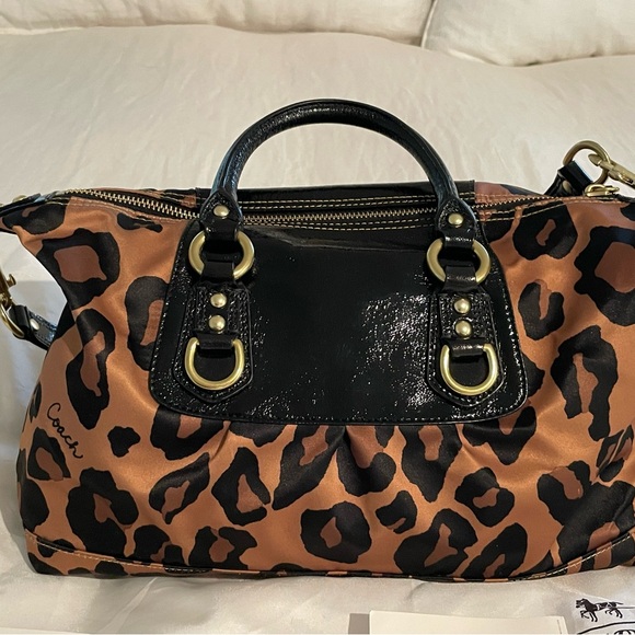 Coach Leopard Print Hobo and Satchel Bag - Black and Tan - Picture 4 of 6